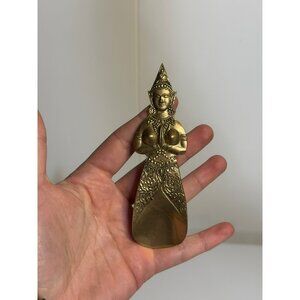 VTG 90s Solid Brass Thai Goddess Shoe Horn 4.5" | Ornate Decorative Boot Tool